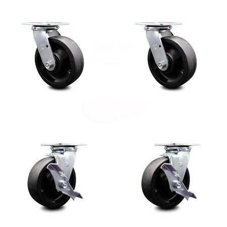 Service Caster 6 Inch Glass Filled Nylon Caster Set with Ball Bearings 2 Swivel Lock 2 Brake SCC-30CS620-GFNB-BSL-2-TLB-2